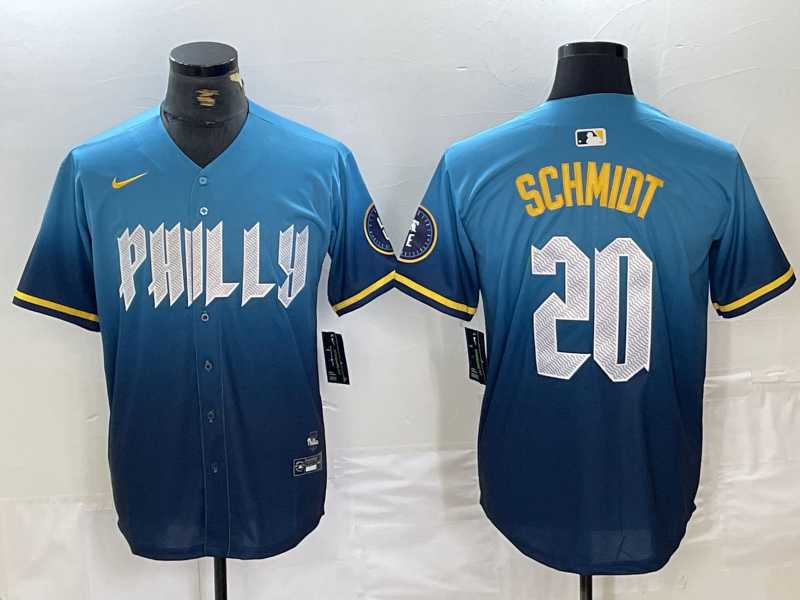 Mens Philadelphia Phillies #20 Mike Schmidt Blue 2024 City Cool Base Jersey